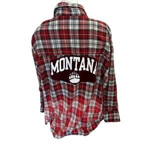 University of Montana Grizzlies Plaid Flannel Shirt XL Oversize Griz Football UM